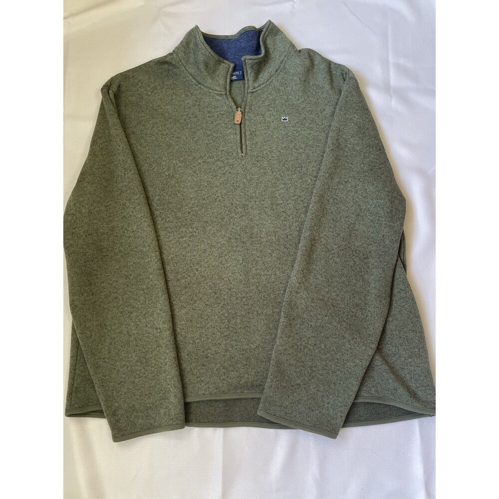Crown &‎ Ivy Men’s XXL Olive Green Quarter Zip Fleece Pullover Sweater Mock Neck